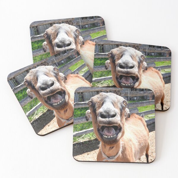 Item preview, smiling goat, yelling goat, funny goat designed and sold by Stephanie  Skeem.