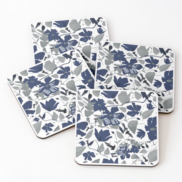 Item preview, Navy Watercolor Clematis designed and sold by StudioPosies.