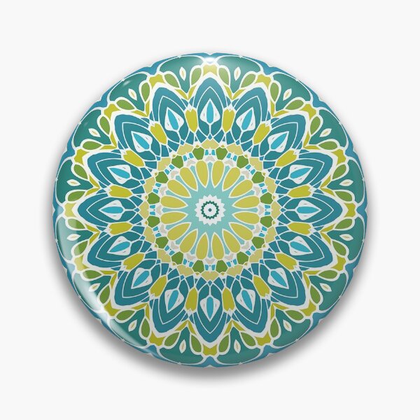 Item preview, Beach Blue and Lime Green Mandala designed and sold by Kelly Dietrich Mandala & Fractal Art.