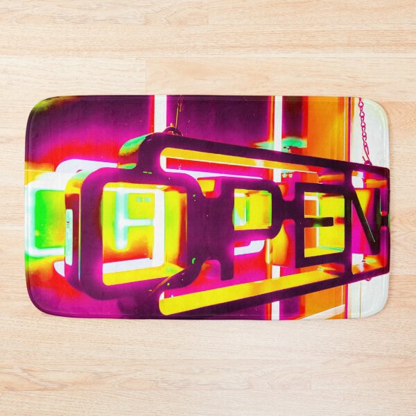 Item preview, night light with open neon sign in pink yellow green background designed and sold by Mrvell.