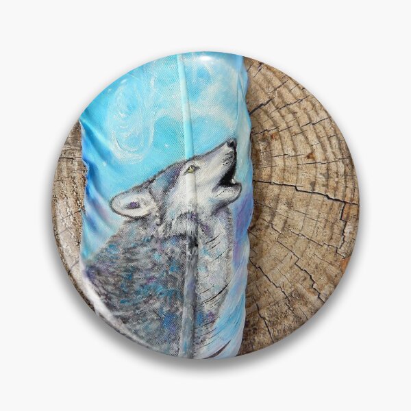 Item preview, howling wolf painted onto a feather designed and sold by Stephanie  Skeem.