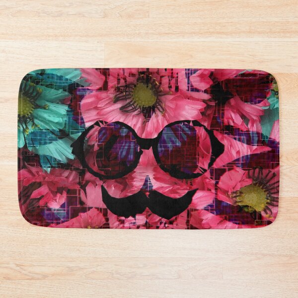 Item preview, vintage old skull portrait with red and blue flower pattern abstract background designed and sold by Mrvell.