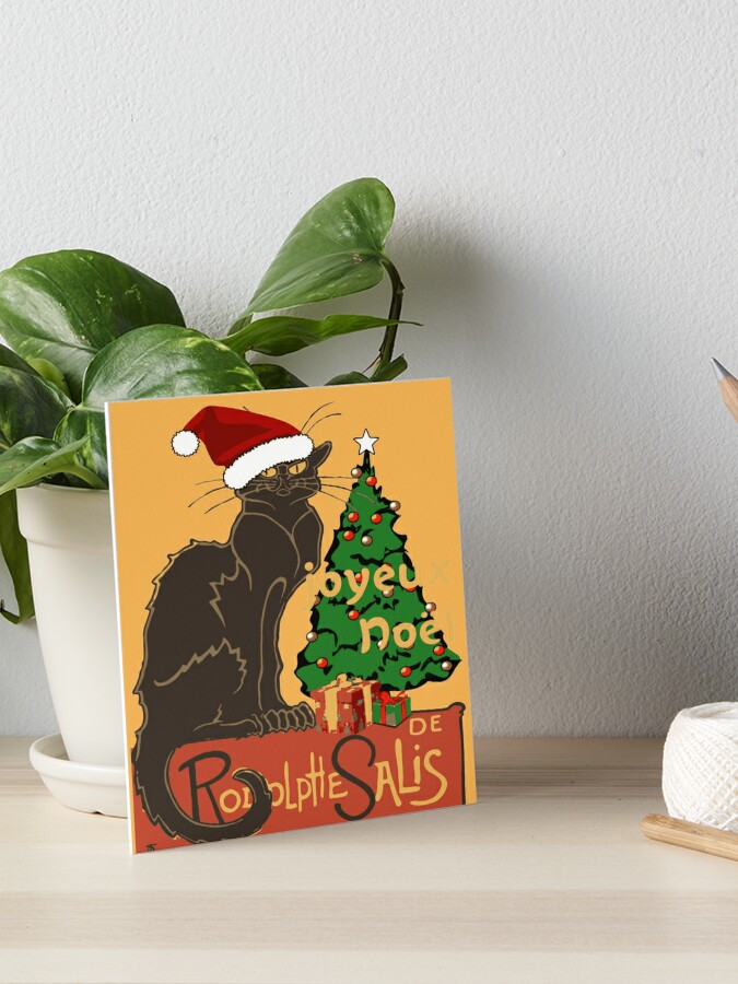 Joyeux Noel Le Chat Noir Spoof With Yuletree And Gifts Art Board Print By Taiche Redbubble