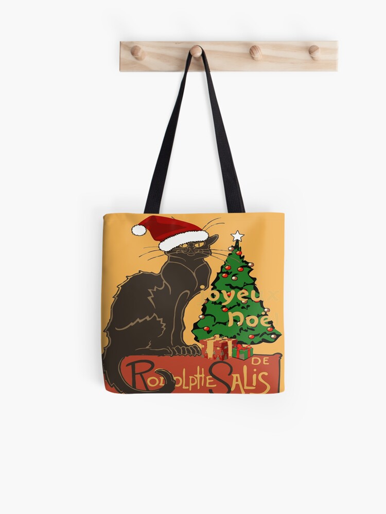 Joyeux Noel Le Chat Noir Spoof With Yuletree And Gifts Tote Bag By Taiche Redbubble
