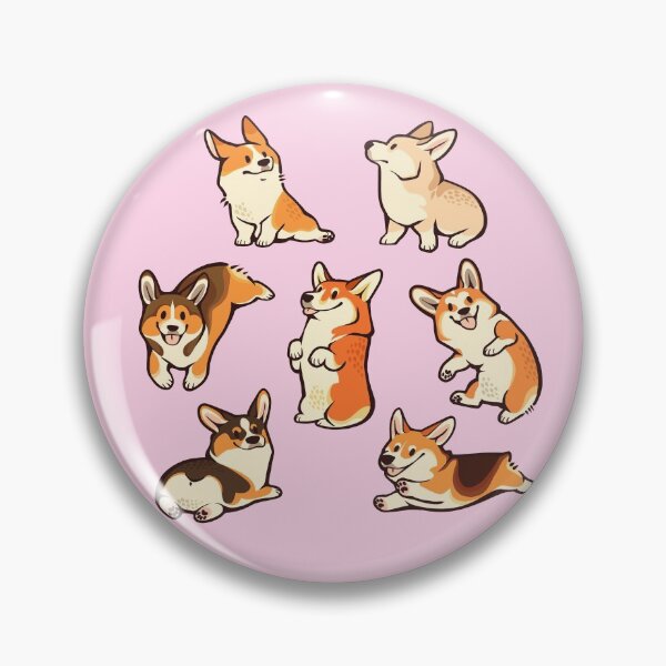Lovey corgis in pink Pin