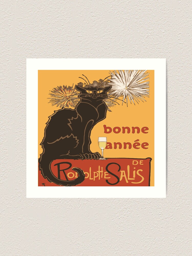 Bonne Annee Happy New Year Le Chat Noir Art Print By Taiche Redbubble