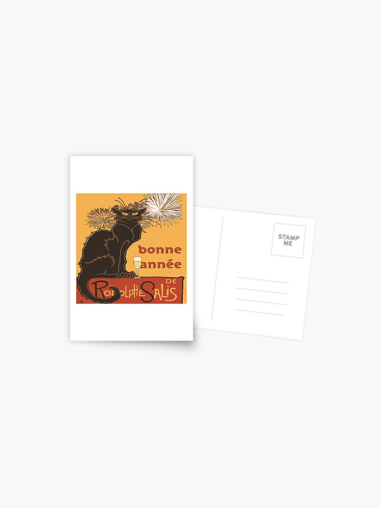 Bonne Annee Happy New Year Le Chat Noir Postcard By Taiche Redbubble