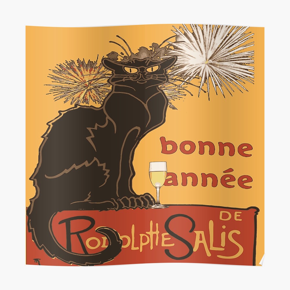 Bonne Annee Happy New Year Le Chat Noir Sticker By Taiche Redbubble