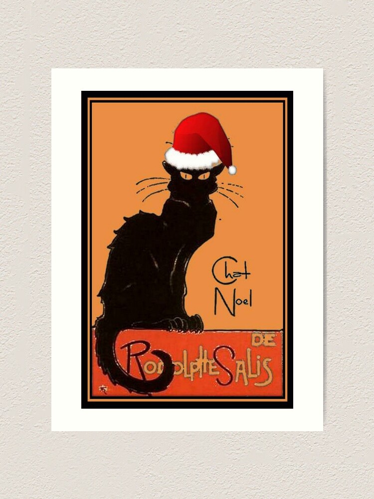 Le Chat Noel Christmas Parody Grungy Distressed Vintage Cat Art Print By Taiche Redbubble