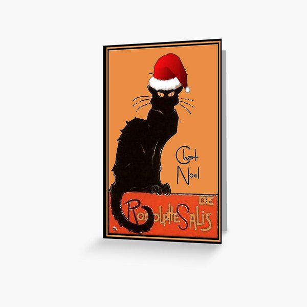 Le Chat Noel Christmas Parody Grungy Distressed Vintage Cat Greeting Card