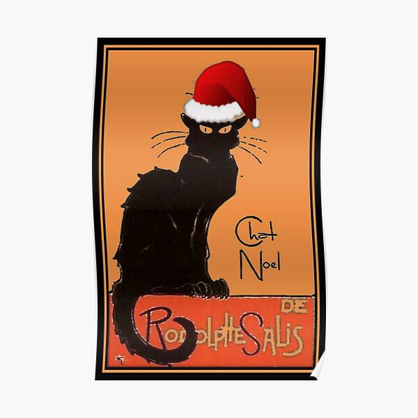Le Chat Noel Christmas Parody Grungy Distressed Vintage Cat Poster