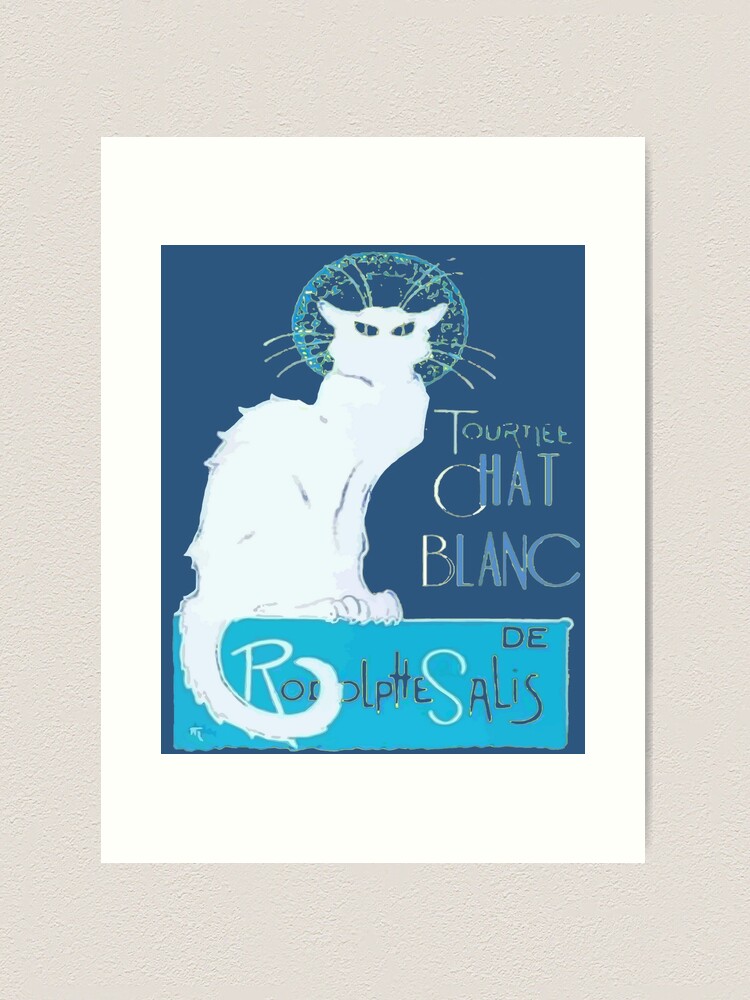 Tournee du Chat Noir Chat Blanc Vector Distressed Art Print