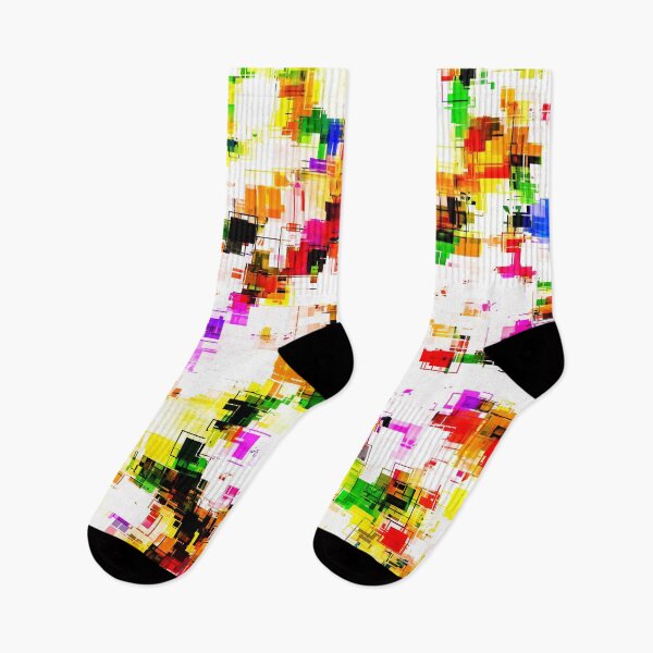 Item preview, psychedelic geometric square pixel pattern abstract background in green red pink yellow designed and sold by Mrvell.