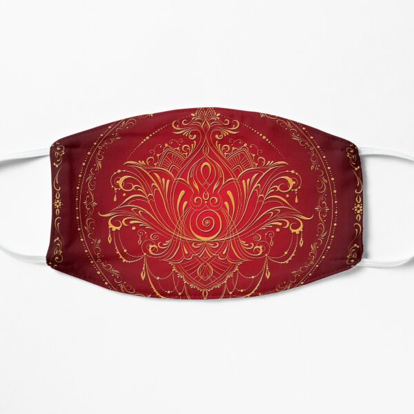 Lotus Goddess in Rich Red and Black Flat Mask
