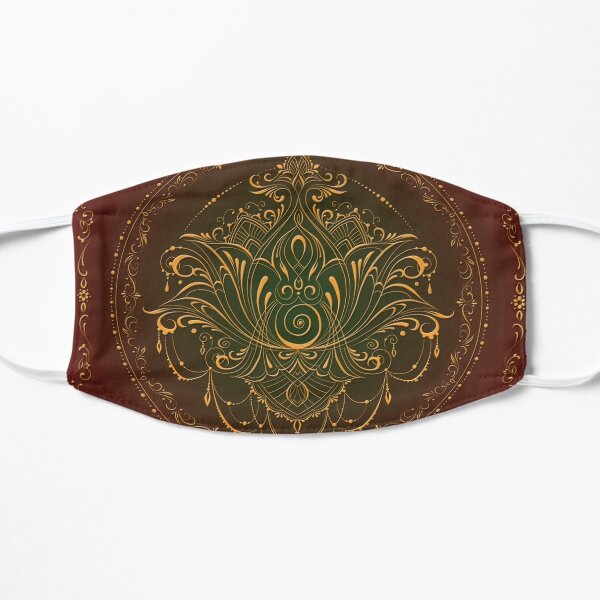 Lotus Goddess in Deep Red and Green Flat Mask