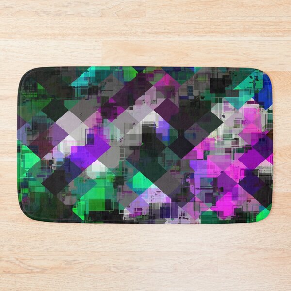 Item preview, psychedelic square pixel pattern abstract background in green pink blue designed and sold by Mrvell.