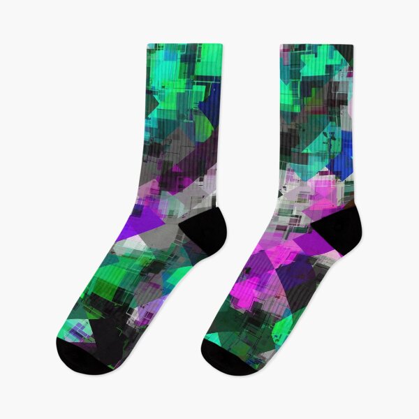 Item preview, psychedelic square pixel pattern abstract background in green pink blue designed and sold by Mrvell.