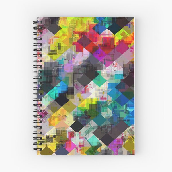 Item preview, psychedelic square pixel pattern abstract background in red pink blue yellow green designed and sold by Mrvell.