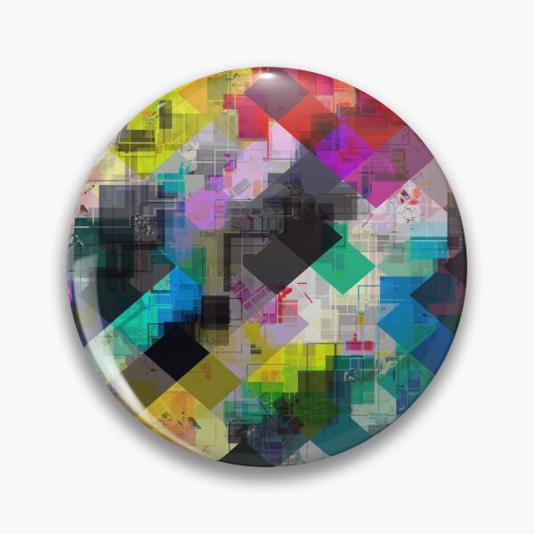 Item preview, psychedelic square pixel pattern abstract background in red pink blue yellow green designed and sold by Mrvell.