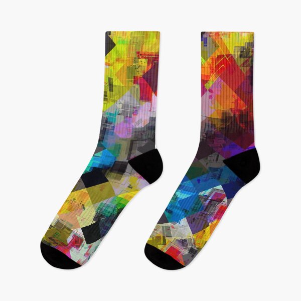 Item preview, psychedelic square pixel pattern abstract background in red pink blue yellow green designed and sold by Mrvell.