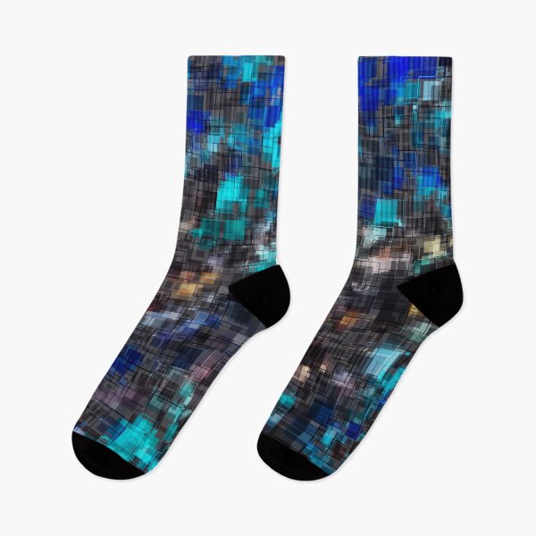 Item preview, psychedelic geometric square pattern abstract background in blue pink and black designed and sold by Mrvell.