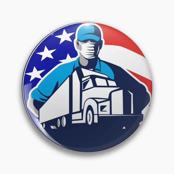 Item preview, American Truck Driver Wearing Mask USA Flag Circle Mascot designed and sold by patrimonio.