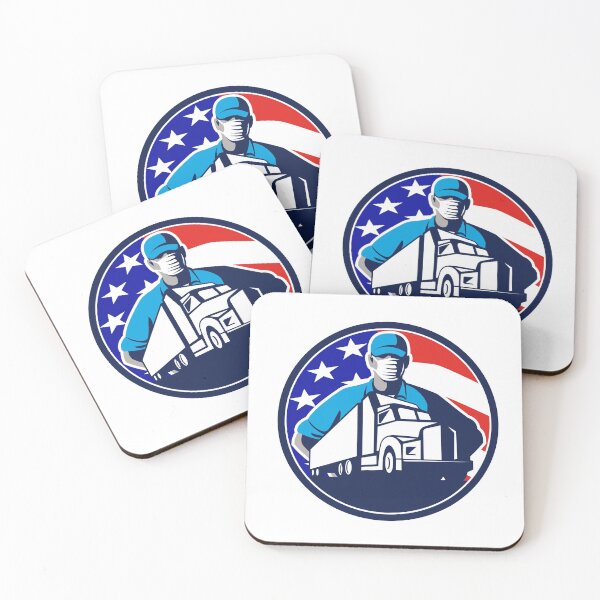 Item preview, American Truck Driver Wearing Mask USA Flag Circle Mascot designed and sold by patrimonio.