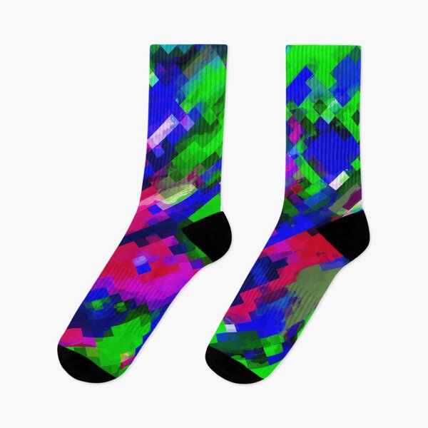 Item preview, psychedelic geometric square pixel pattern abstract in blue green pink designed and sold by Mrvell.