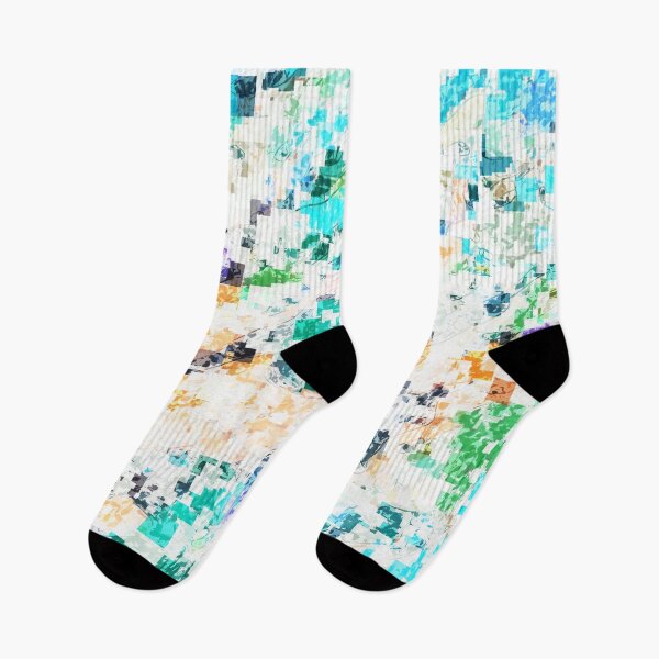 Item preview, psychedelic geometric square pixel pattern abstract in blue green purple orange designed and sold by Mrvell.