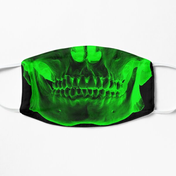 skull x ray mask green Flat Mask