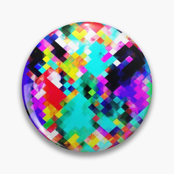 Item preview, psychedelic geometric pixel abstract pattern in blue green purple pink yellow red designed and sold by Mrvell.