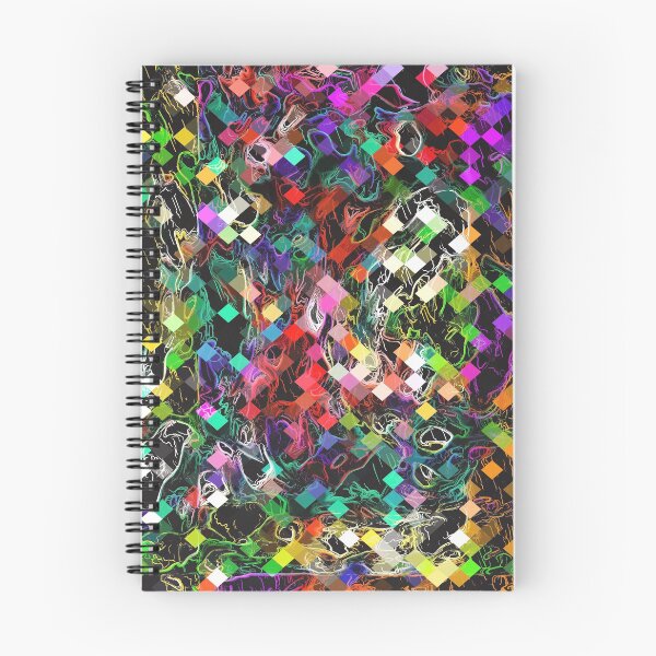 Item preview, psychedelic geometric pixel abstract pattern in red blue green yellow orange black designed and sold by Mrvell.