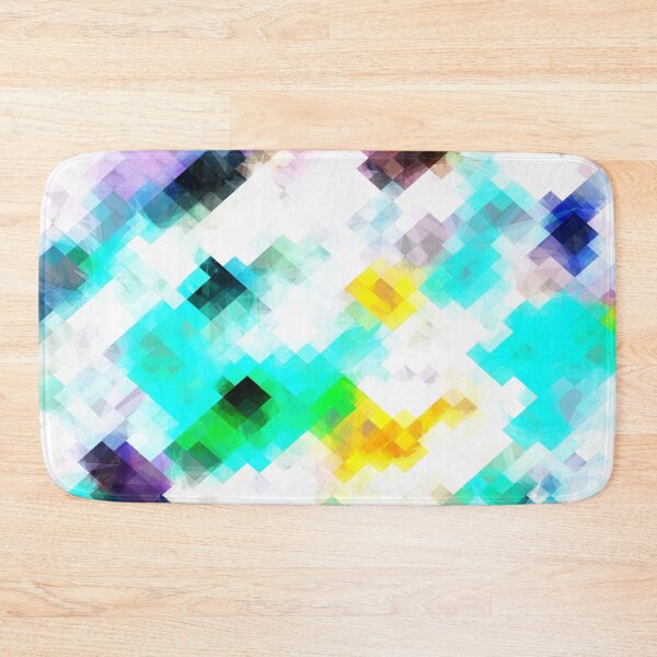 Item preview, psychedelic geometric pixel abstract pattern in blue green yellow pink designed and sold by Mrvell.