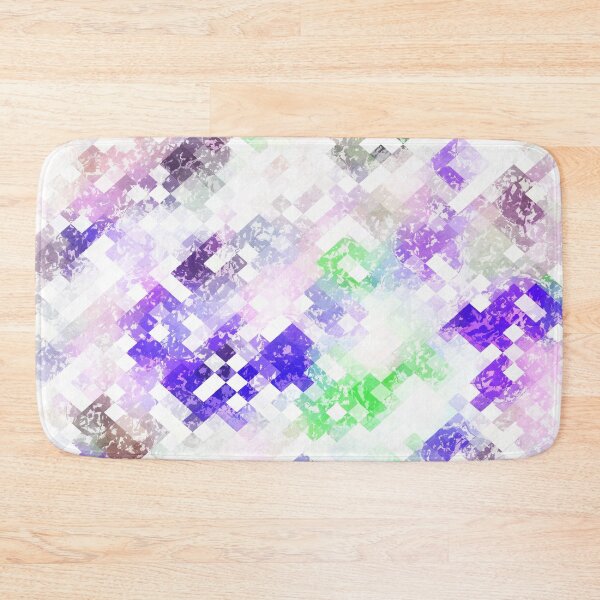 Item preview, psychedelic geometric pixel abstract pattern in purple green pink designed and sold by Mrvell.