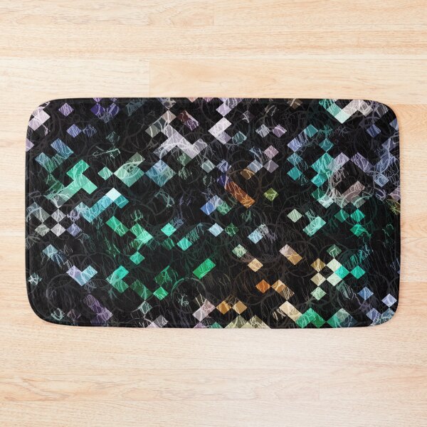 Item preview, psychedelic geometric pixel abstract pattern in green brown purple black designed and sold by Mrvell.