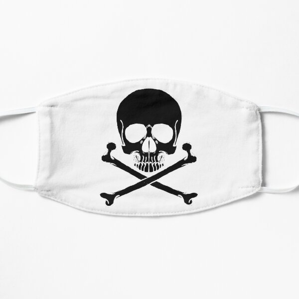 Black Skull and crossbones Flat Mask