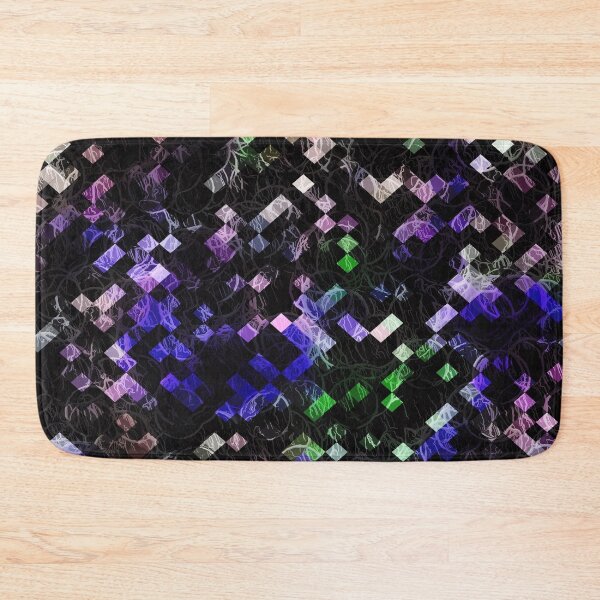 Item preview, psychedelic geometric pixel abstract pattern in purple green black designed and sold by Mrvell.