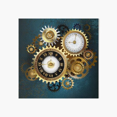Two Steampunk Clocks with Gears Art Board Print