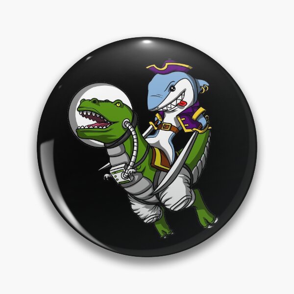Item preview, Shark Pirate Riding Dinosaur Space designed and sold by underheaven.