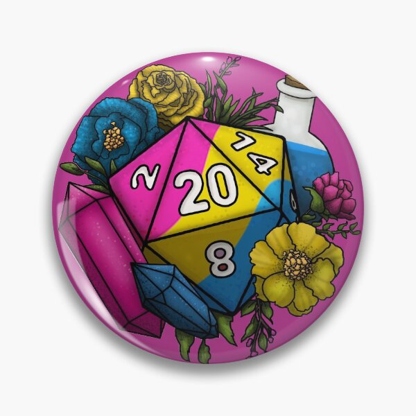 Pride Pansexual D20 Tabletop RPG Gaming Dice Pin