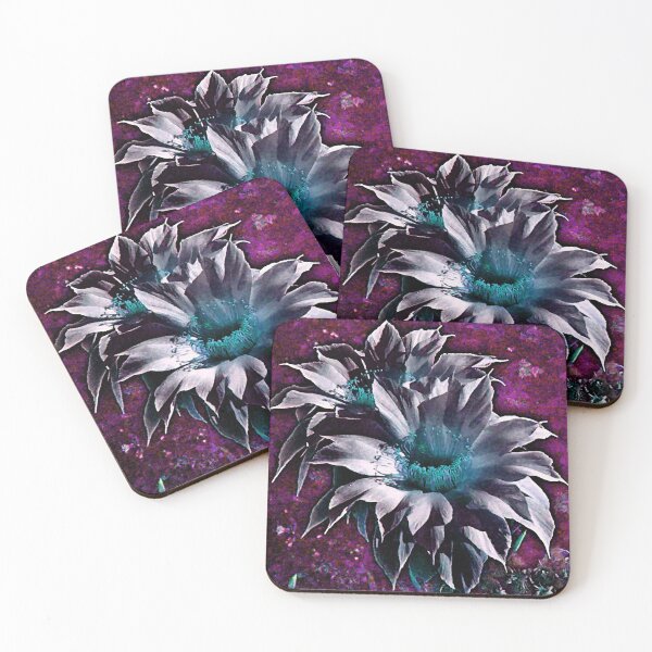 Item preview, Cactus flowers Purple Teal shades by Iritof designed and sold by iritof.