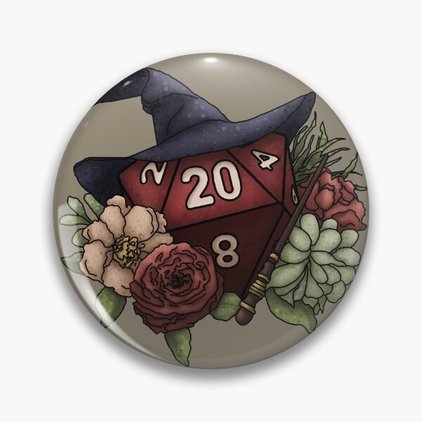 Wizard Class D20 - Tabletop Gaming Dice Pin