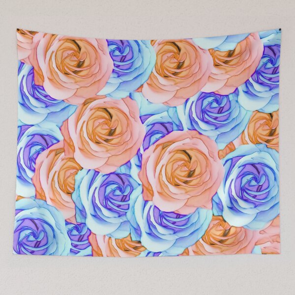 Item preview, blooming rose texture pattern abstract background in red and blue designed and sold by Mrvell.