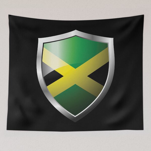 Aperçu de l'œuvre Pays du bouclier du drapeau de la Jamaïque créée et vendue par HelloFromAja.