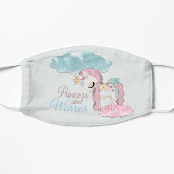 Sequinned Princess Girls Kawaii Unicorn on Pink and Blue Cotton Candy Clouds Mask