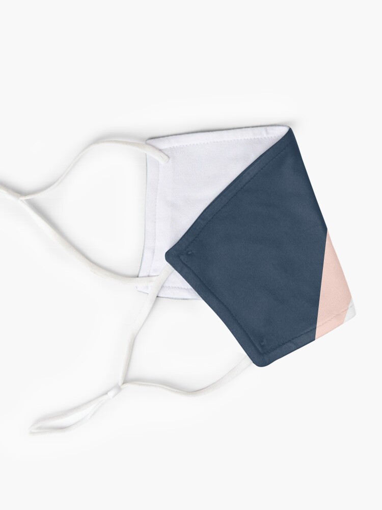 Alternate view of Elegant blush pink & navy blue geometric triangles Mask