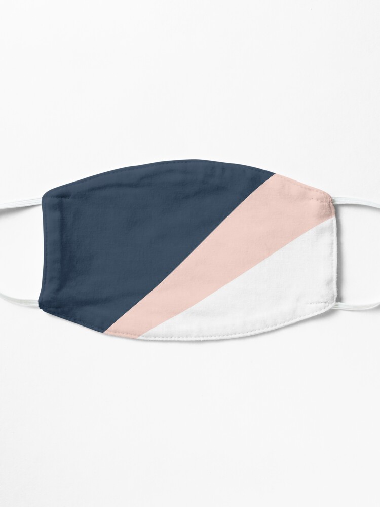 Alternate view of Elegant blush pink & navy blue geometric triangles Mask