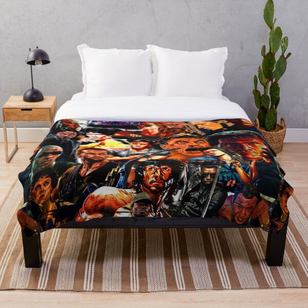 Collage Of Action Heroes Throw Blanket