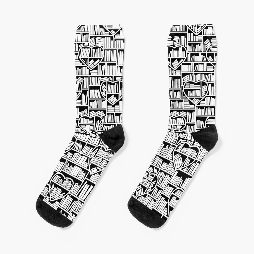 "Book Lover Heart Library Pattern" Socks for Sale by GrandeDuc Redbubble