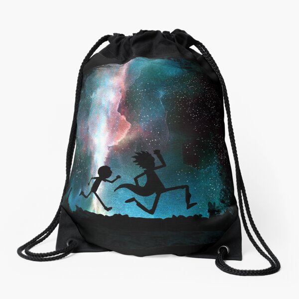 Rick and Morty under the stars Drawstring Bag